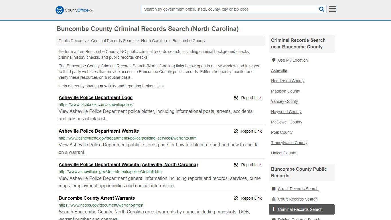 Criminal Records Search - Buncombe County, NC (Arrests ...